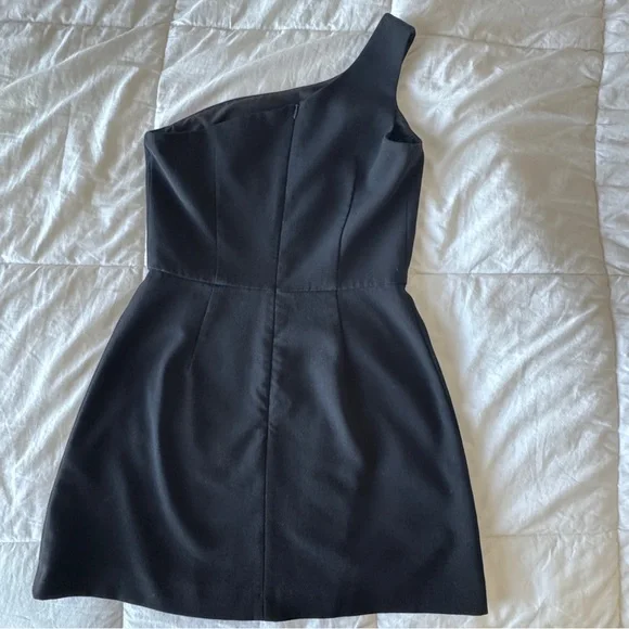 French Connection Black Whisper One Shoulder Envelope Dress Size 4 - Picture 5 of 7
